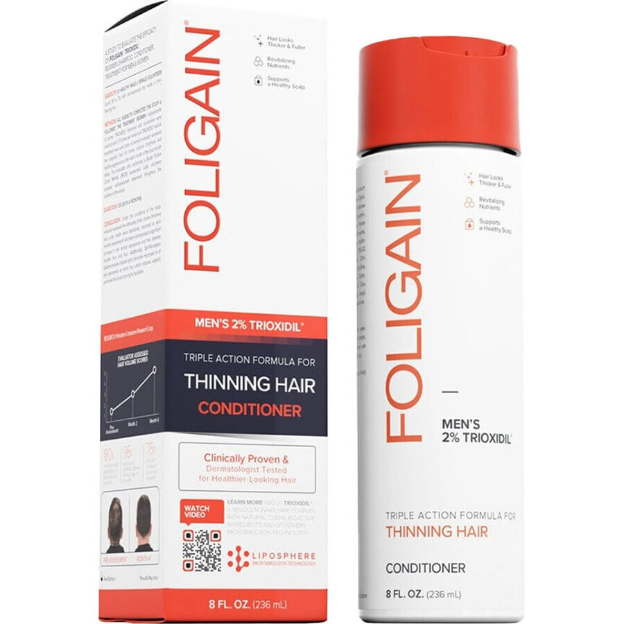 Foligain Triple Action Hair Loss Conditioner cu 2% Trioxidil pentru bărbați 236ml 1×236 ml, balsam pentru căderea părului