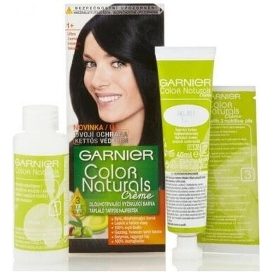 Garnier Color Naturals permanent hair color 1+ Ultra Black 1×1 bucată, culoare păr