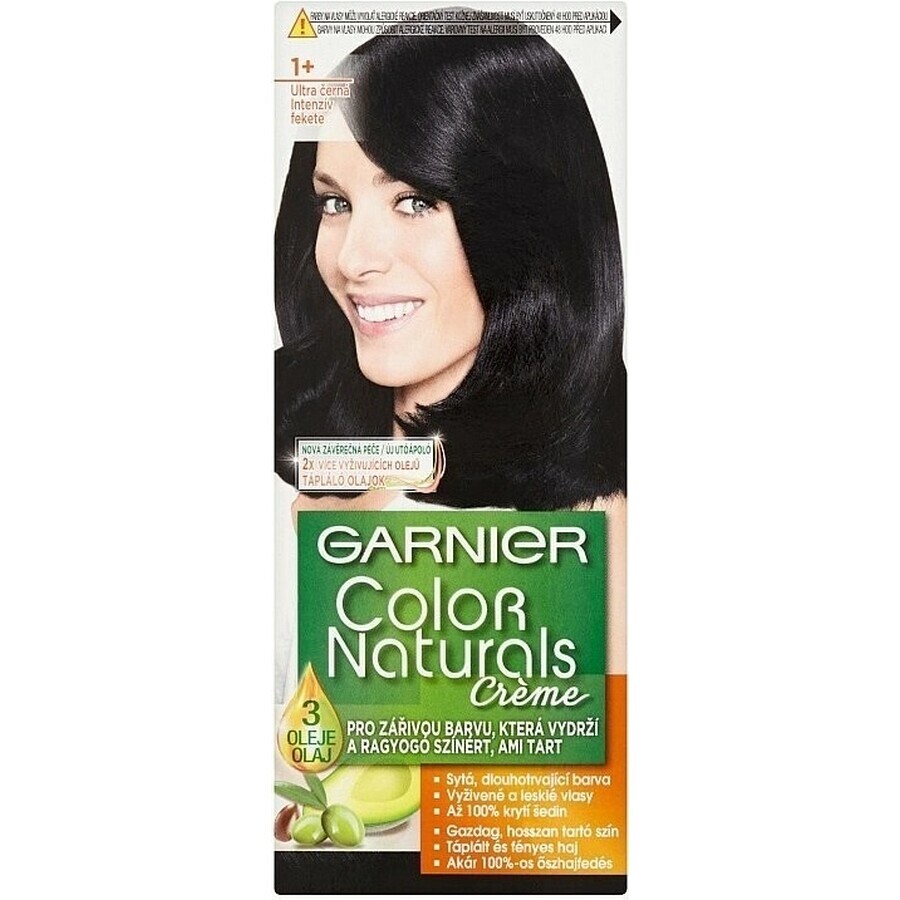 Garnier Color Naturals permanent hair color 1+ Ultra Black 1×1 bucată, culoare păr