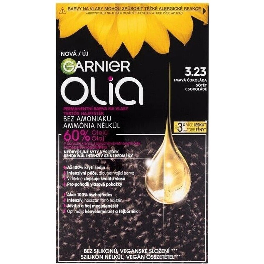 Garnier Olia permanent hair color 3.23 Dark Chocolate 1×1 set, permanent hair color