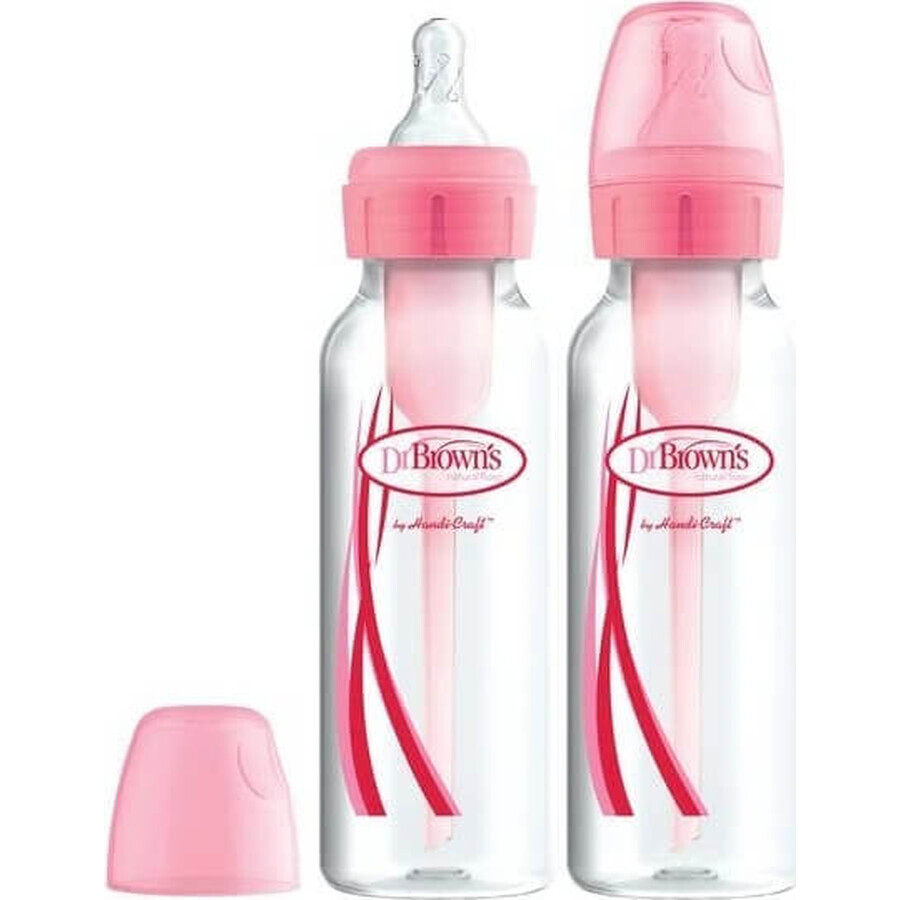 Dr Browns Pink Bottle 2 pcs 2×250 ml 2×250 ml, bouteilles