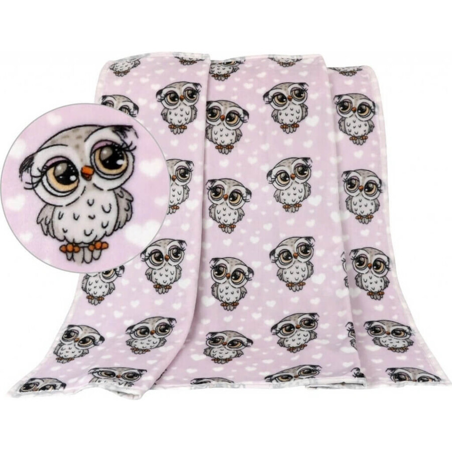 Baby blanket ELLA 1003/112 N 100x150cm owl pink 1×1 pc, baby blanket