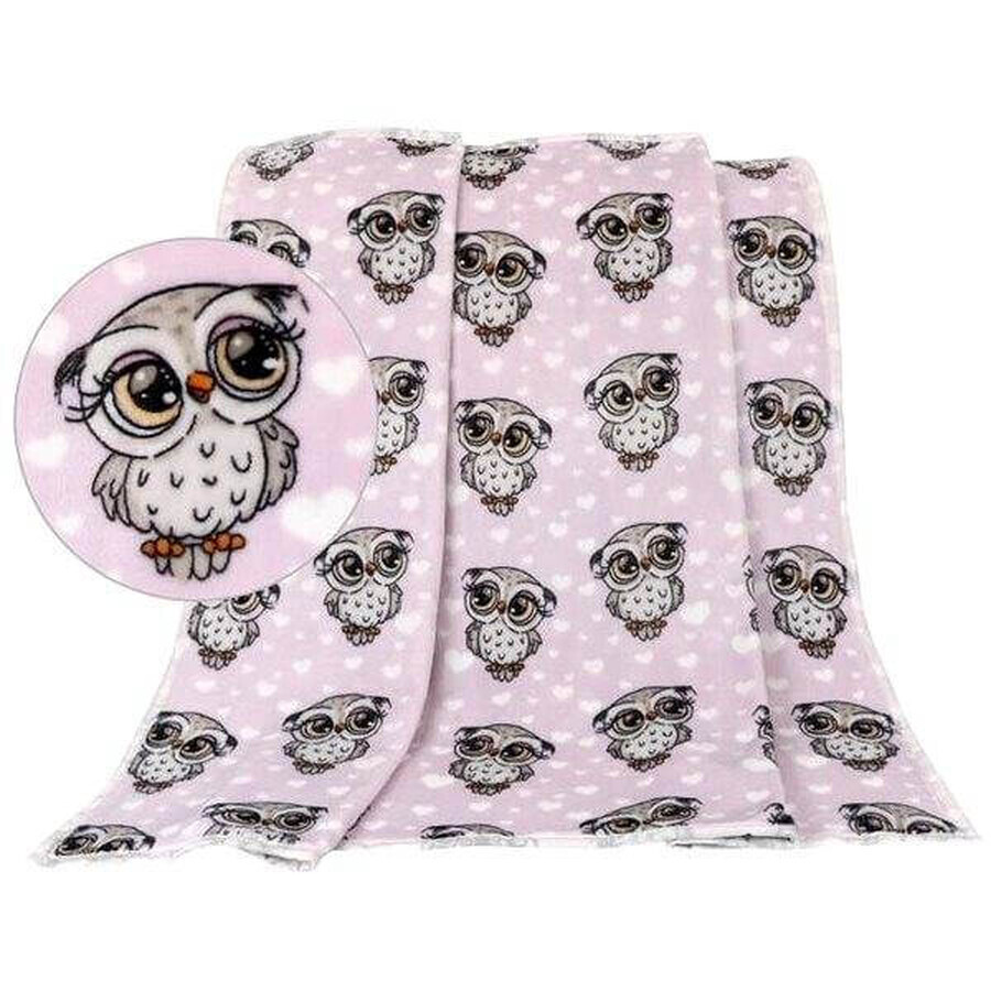 Baby blanket ELLA 1003/112 N 100x150cm owl pink 1×1 pc, baby blanket