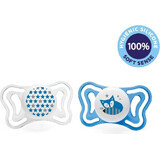 CHICCO Physio Light sucette garçon en silicone - star/fox 2 pcs, 6-16 m + 1×2 pcs, sucette orthodontique