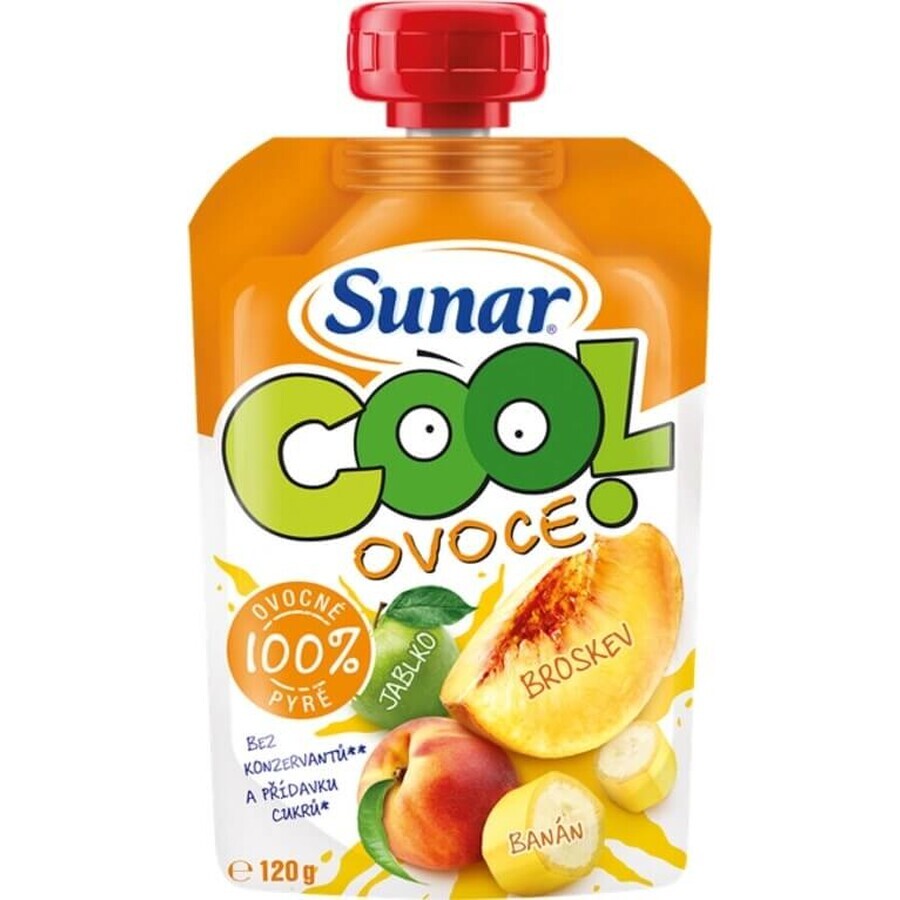 Sunar COOL Fruit Peach, Banana, Apple 1×120 g, Peach, Banana, Apple, 12m+