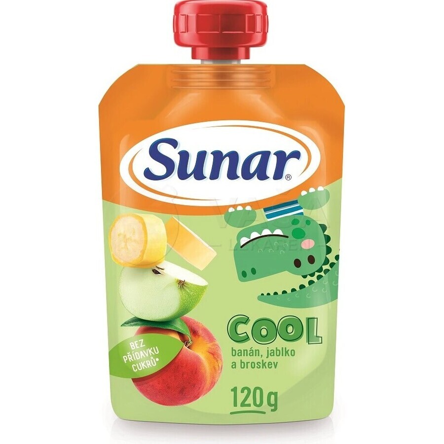 Sunar COOL Fruit Peach, Banana, Apple 1×120 g, Peach, Banana, Apple, 12m+