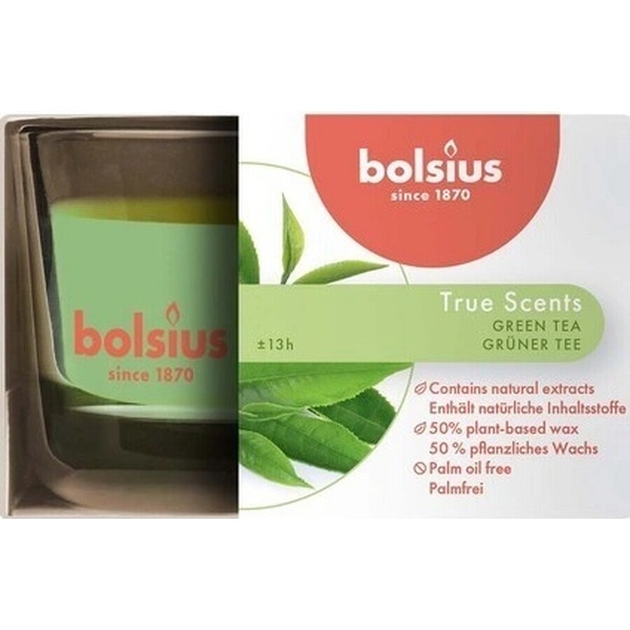 Bolsius Aromatic 2.0 Candela profumata in vetro con tè verde 1×1 pz, dimensioni 80 x 50 mm