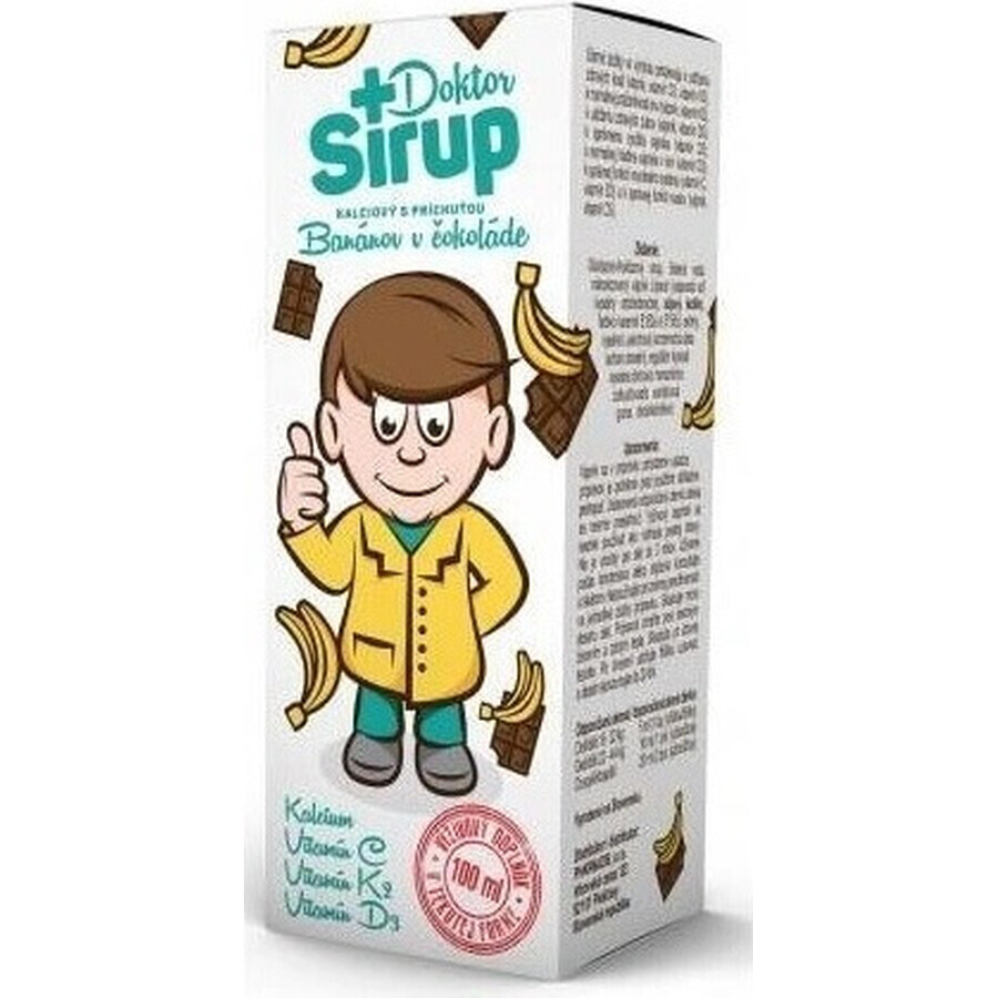 Sirop de calcium Doctor Syrup 1×100 ml, saveur chocolat et banane