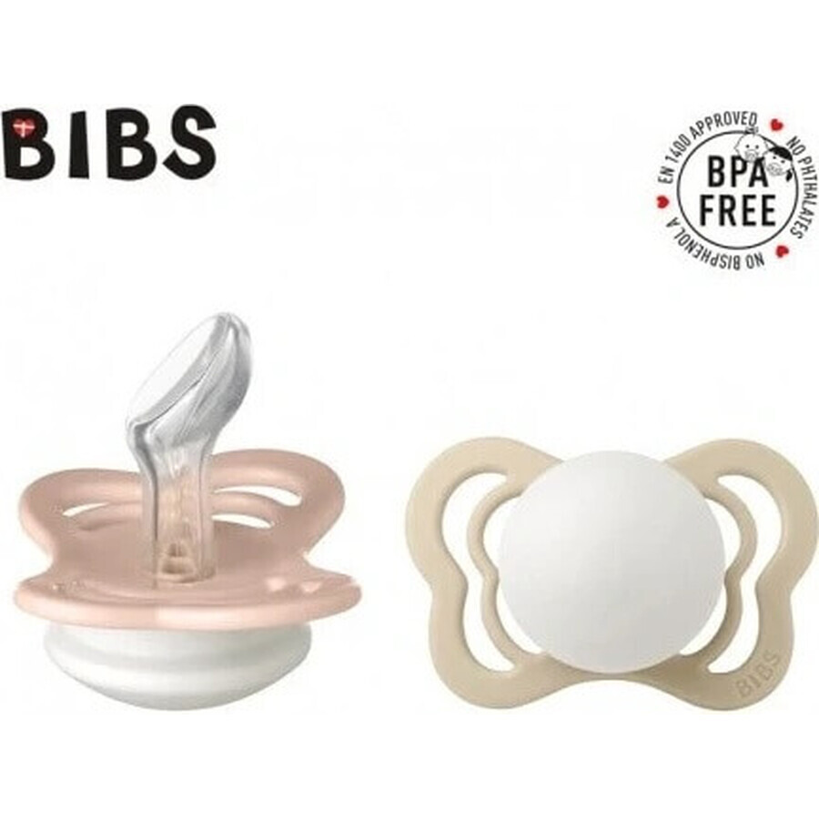 BIBS Couture kieferorthopädische Silikonschnuller 2 Stück 1×1 Stück - Größe 1, blush night/vanilla night