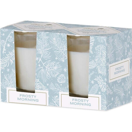 Emocio Frasco cristal 52×65 mm 2 uds en caja Frosty Morning - Bosque de invierno, vela perfumada 1×2 uds, velas perfumadas