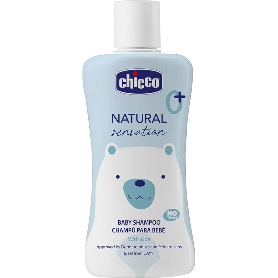 CHICCO Natural Sensation Shampoo mit Aloe 200ml, 0m+ 1×200 ml, Kindershampoo für Haare