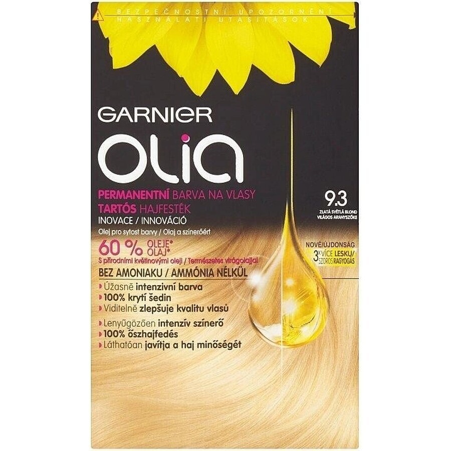 Garnier Olia Coloración Permanente 9.3 Rubio Claro Dorado 1×1, coloración permanente