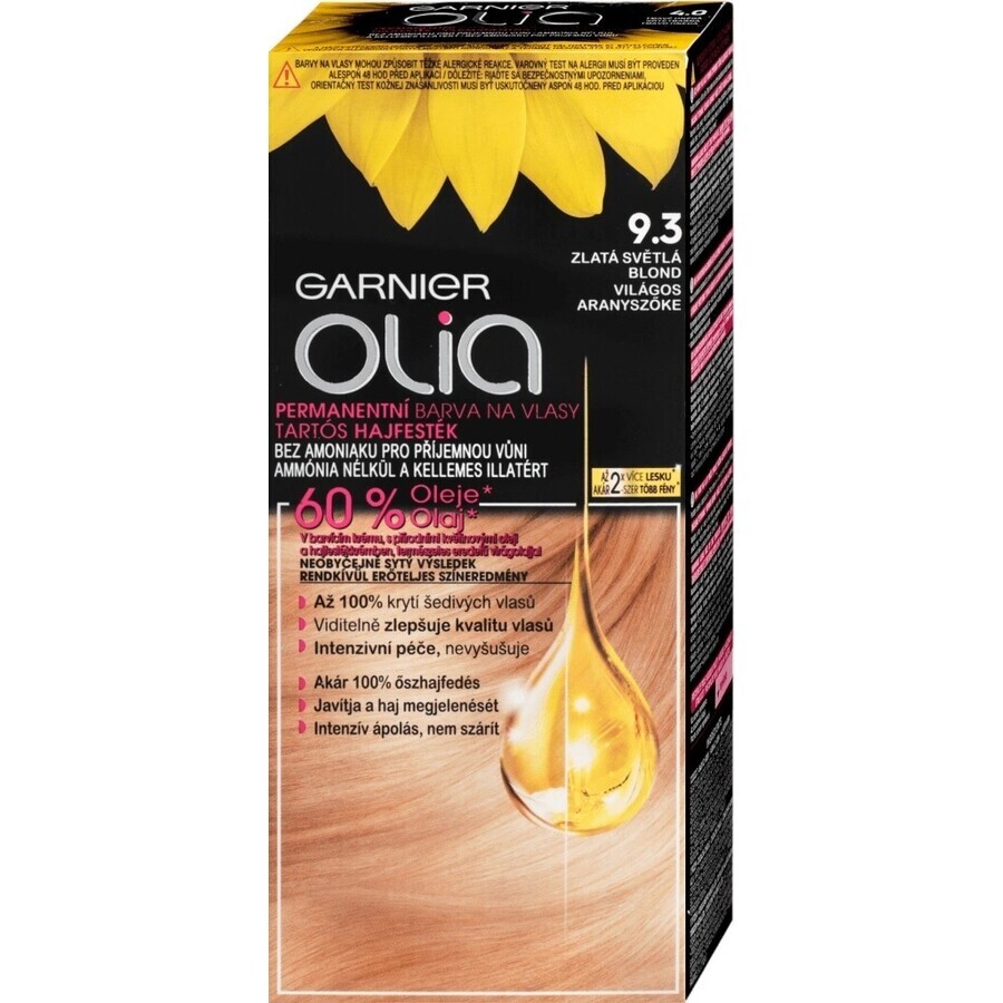 Garnier Olia Coloración Permanente 9.3 Rubio Claro Dorado 1×1, coloración permanente