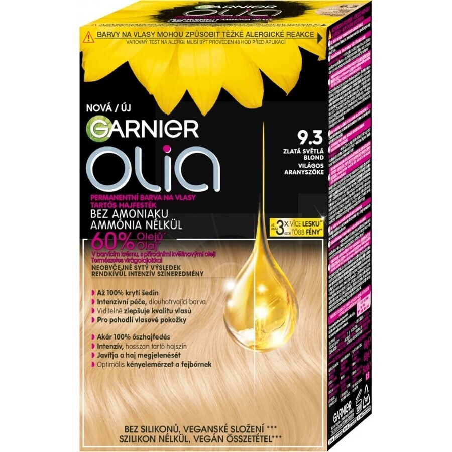 Garnier Olia Coloración Permanente 9.3 Rubio Claro Dorado 1×1, coloración permanente