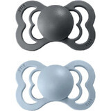 BIBS Sucettes en silicone Suprême fer à repasser/bleu bébé 1×2 pcs, taille 2