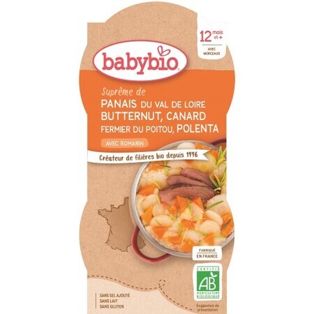 Babybio Menu Panais, potiron, maïs et canard 2x200g