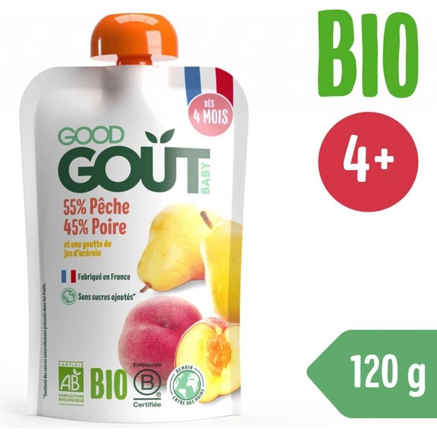 Good Gout Pesca biologica con pera 1×120 g, tasca pesca con pera