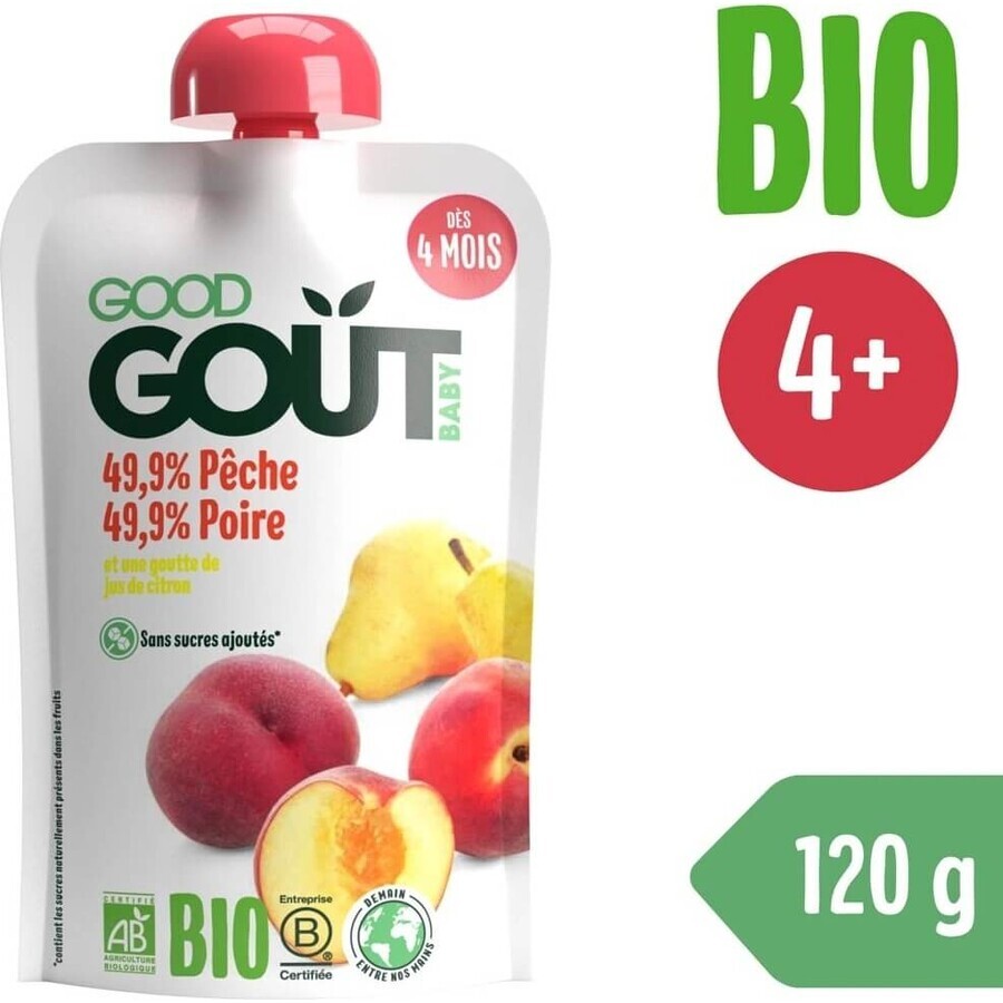 Good Gout Pesca biologica con pera 1×120 g, tasca pesca con pera