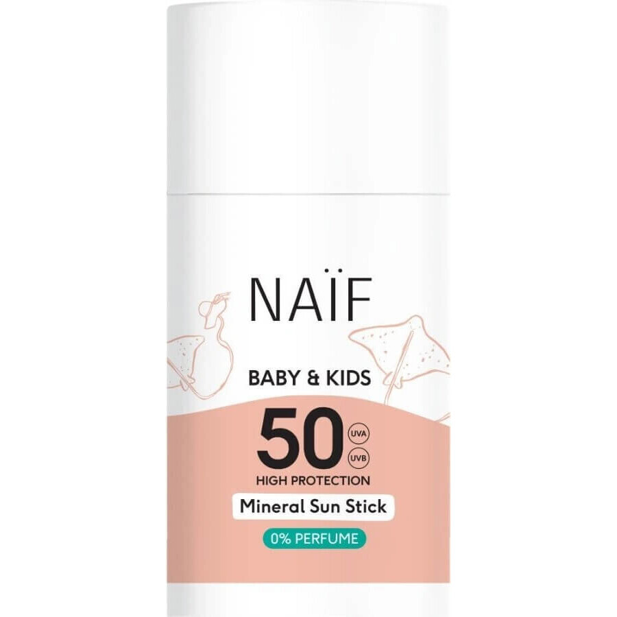 NAÏF Crème solaire SPF 50 pour enfants et bébés. 1×36 g , stick solaire