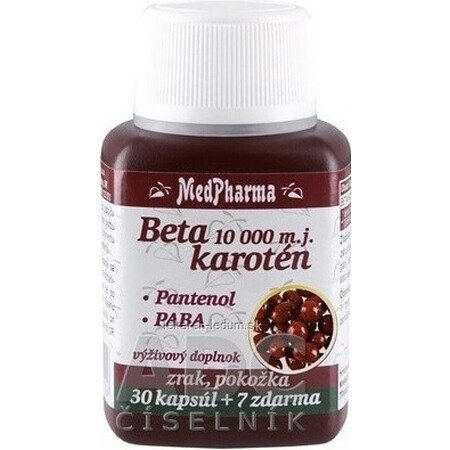 MedPharma BETAKAROTEN 10 000 m.j.+Panthénol +PABA 1×37 cps, complément alimentaire