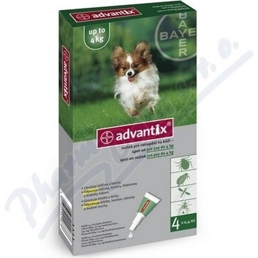 Advantix Spot-on für Hunde bis zu 4 kg 4×0,4 ml, Pipette