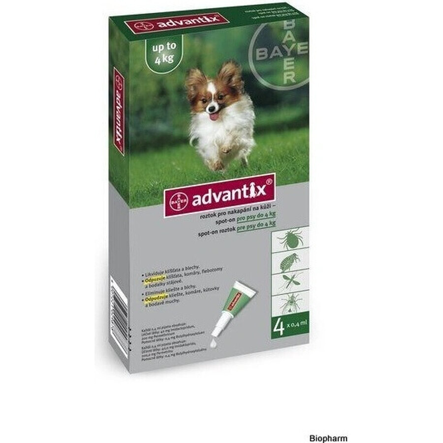 Advantix Spot-on für Hunde bis zu 4 kg 4×0,4 ml, Pipette