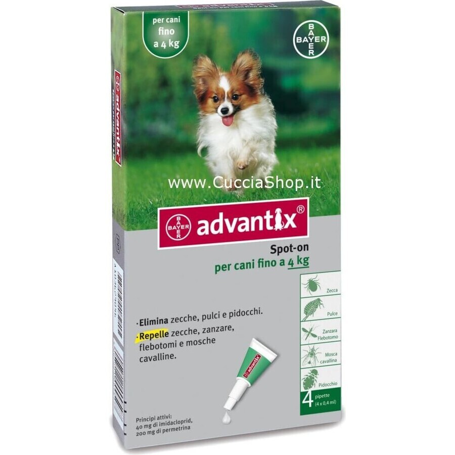 Advantix Spot-on für Hunde bis zu 4 kg 4×0,4 ml, Pipette