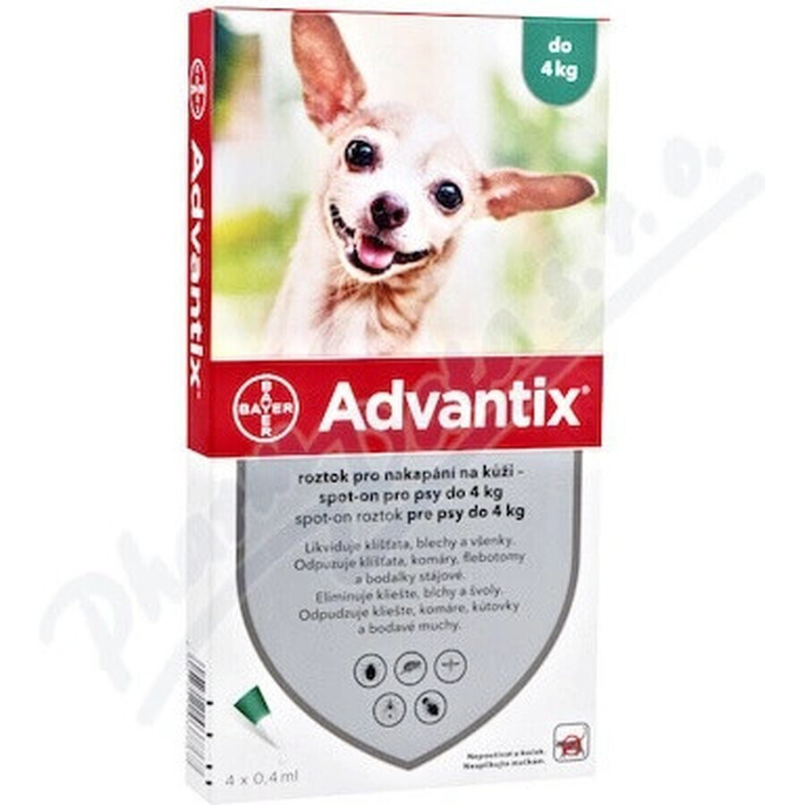 Advantix Spot-on für Hunde bis zu 4 kg 4×0,4 ml, Pipette