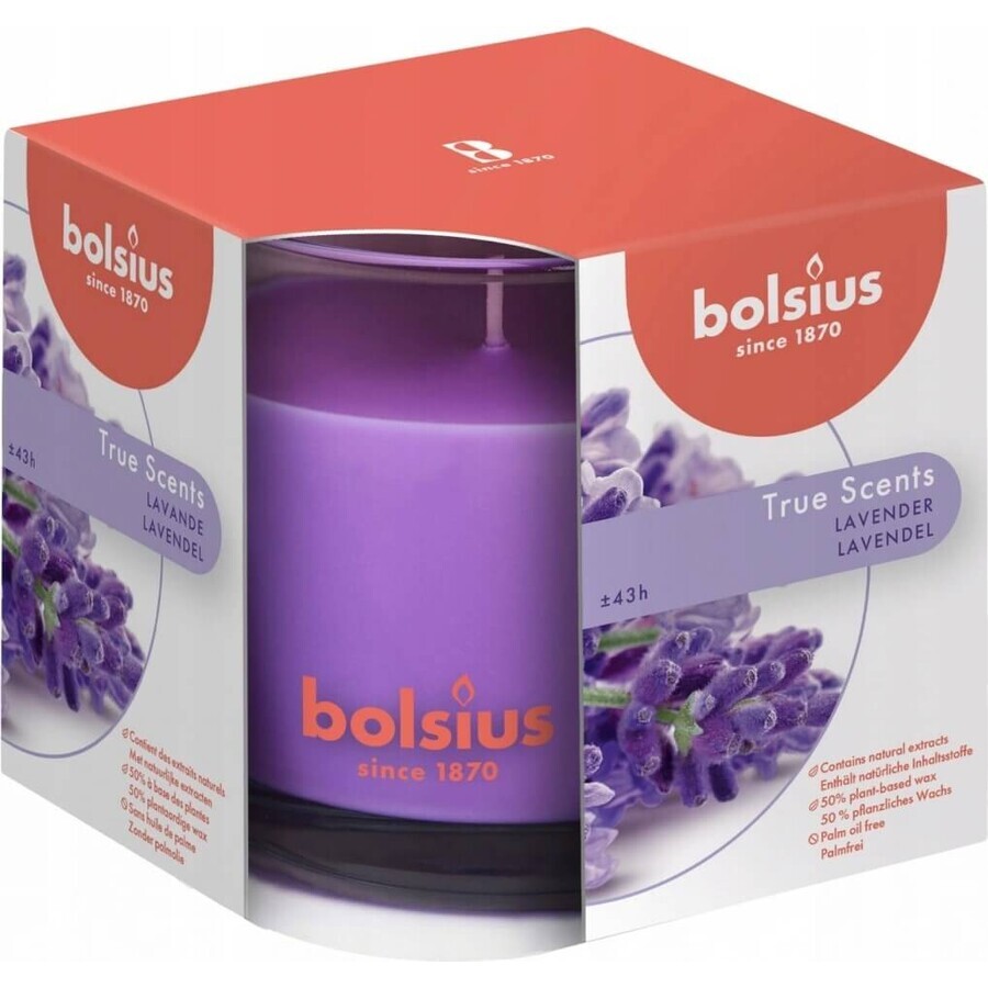 Bolsius Aromatic 2.0 Sticlă 95x95mm Lavanda, lumânare parfumată 1×1 buc, lumânare parfumată