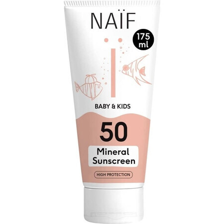 NAÏF Crème solaire protectrice SPF 50 pour enfants et bébés 1×175 ml, protection solaire