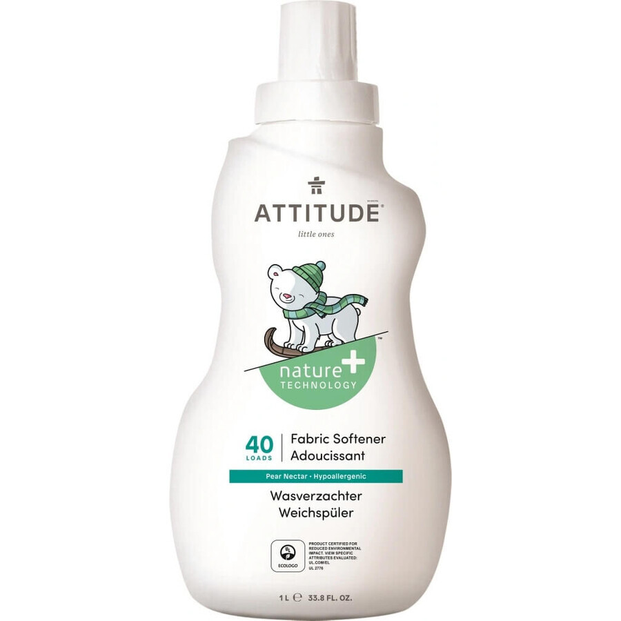 ATTITUDE Acondicionador para ropa infantil con sabor a zumo de pera 1×1000 ml, Acondicionador para ropa infantil