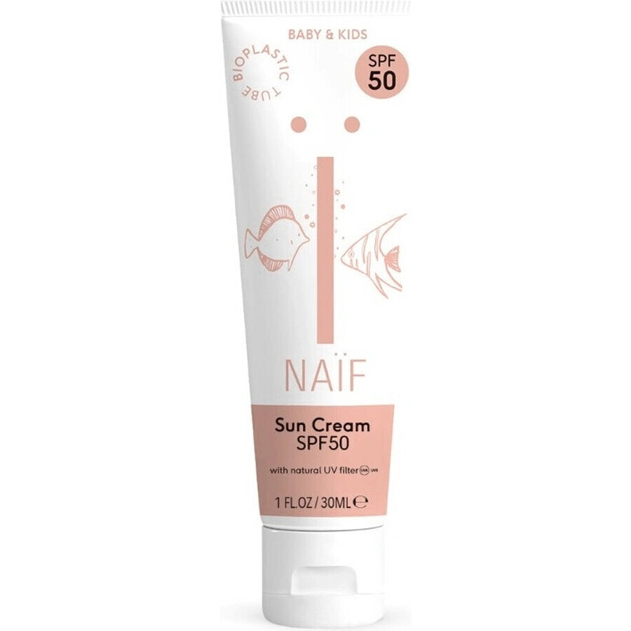 NAÏF Crème solaire protectrice SPF 50 pour enfants et bébés 1×30 ml, protection solaire