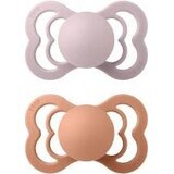 BIBS Suprême sucette en caoutchouc naturel 2 pcs 1×1 BIBS 1 pc - taille 1, prune/rose pêche