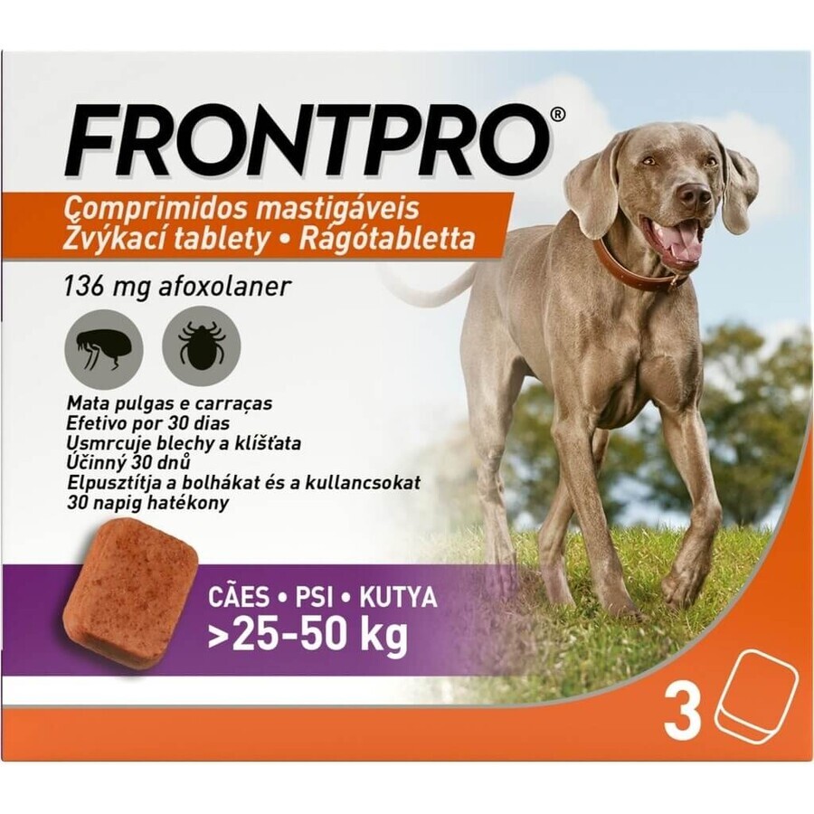 FRONTPRO® antiparasitic chewable tablets for dogs (25-50 kg) 1×3 tbl, antiparasitic tablets