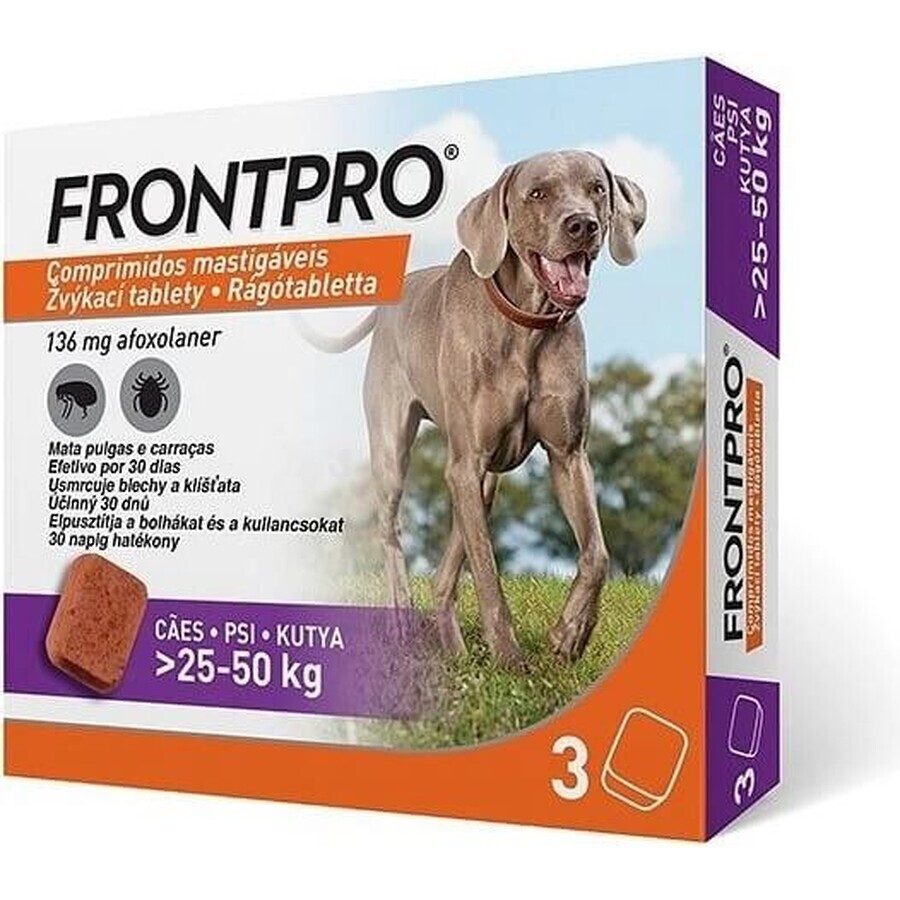 FRONTPRO® antiparasitic chewable tablets for dogs (25-50 kg) 1×3 tbl, antiparasitic tablets