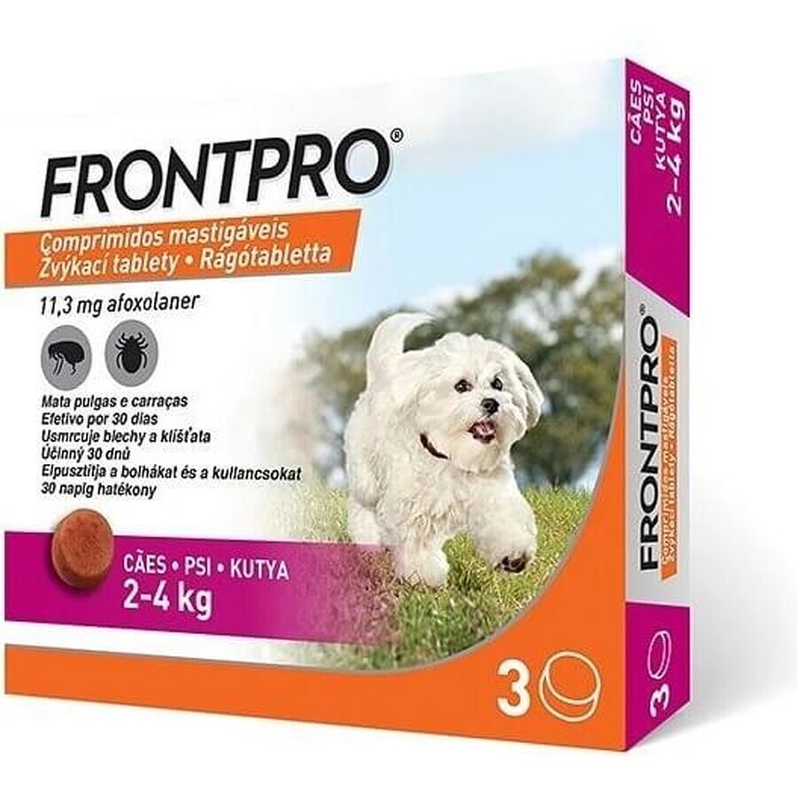 FRONTPRO® antiparasitaire comprimés à croquer pour chiens (2-4 kg) 1×3 tbl, comprimés antiparasitaires