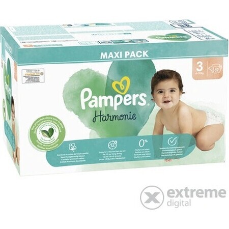 PAMPERS HARMONIE BABY DIAPERS V.3 6-10KG 87KS 1×87 pcs, diapers in size 3