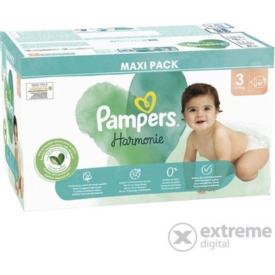 PAMPERS HARMONIE BABY DIAPERS V.3 6-10KG 87KS 1×87 pcs, diapers in size 3