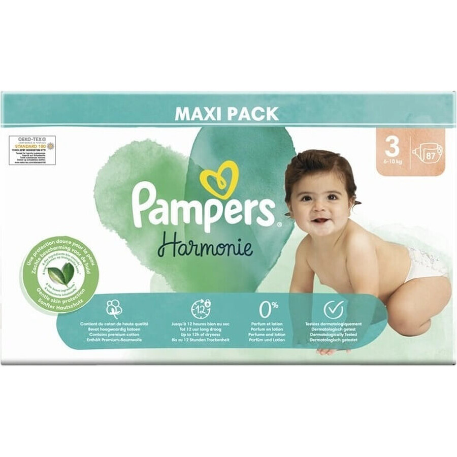 PAMPERS HARMONIE BABY DIAPERS V.3 6-10KG 87KS 1×87 pcs, diapers in size 3