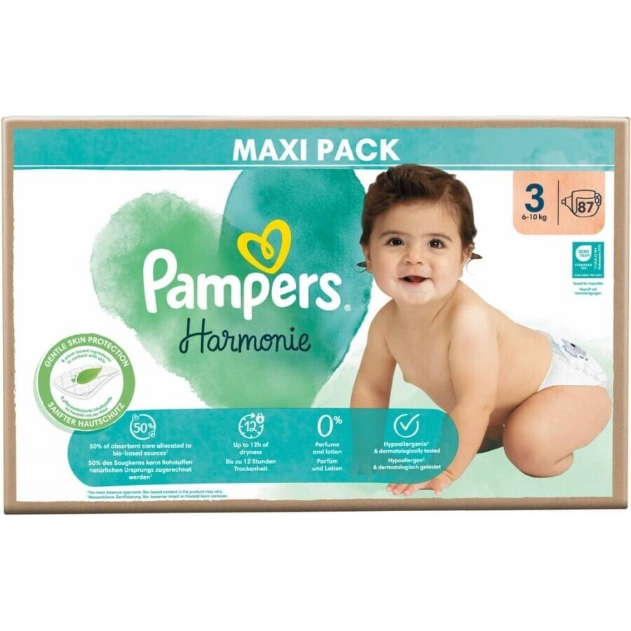 PAMPERS HARMONIE BABY DIAPERS V.3 6-10KG 87KS 1×87 pcs, diapers in size 3