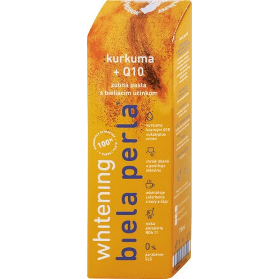 White pearl - turmeric + Q10, pastă de dinți 1×75 ml, pastă de dinți