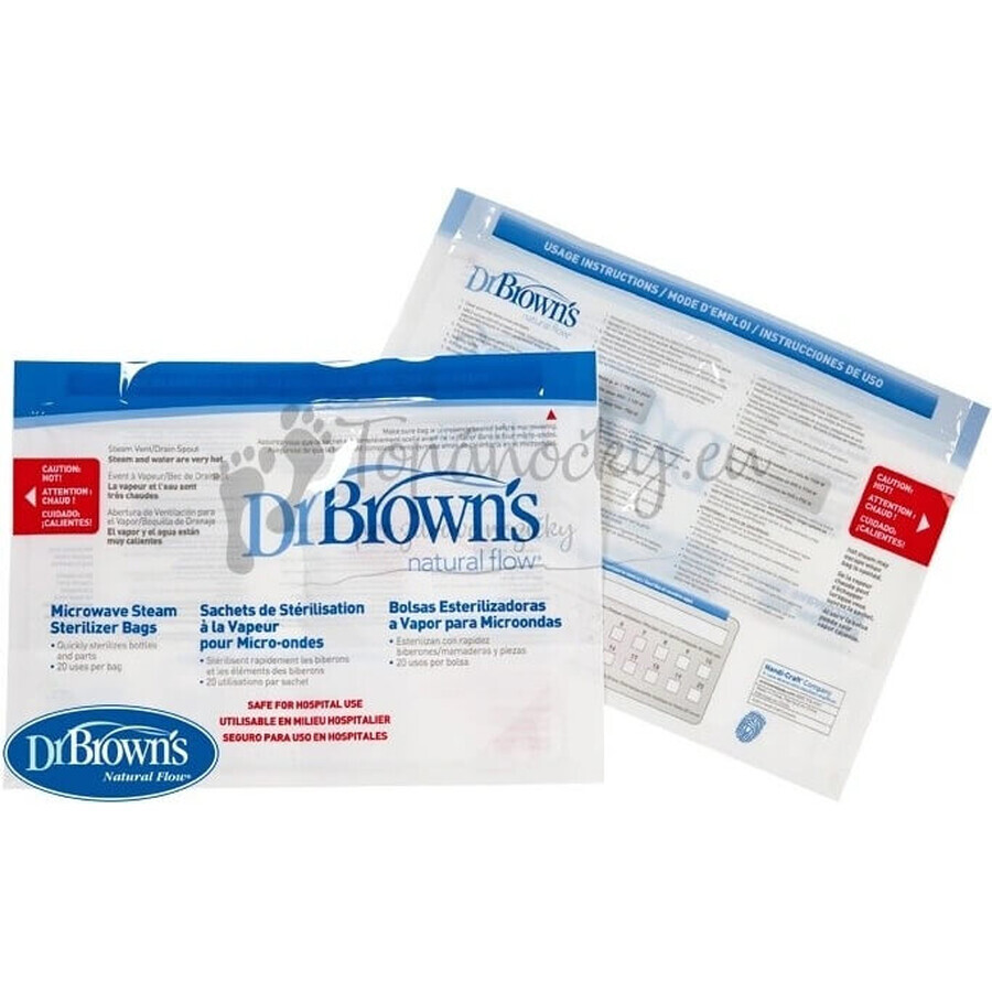 DR.BROWNS - Sacchetti per sterilizzazione a microonde 1×5 pz, sacchetti per sterilizzazione