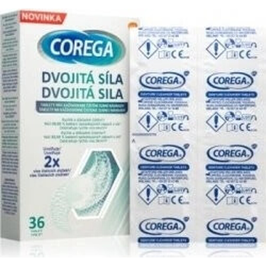 COREGA Double Strength 1x36 pcs, comprimés de nettoyage pour prothèses dentaires