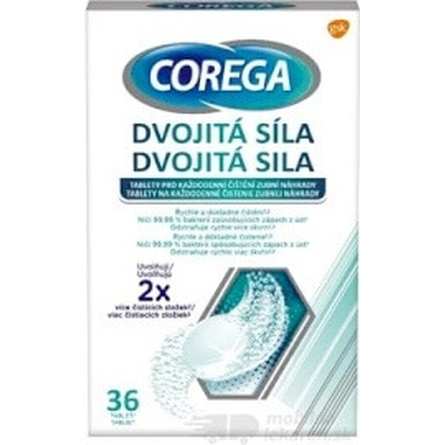 COREGA Double Strength 1x36 pcs, comprimés de nettoyage pour prothèses dentaires