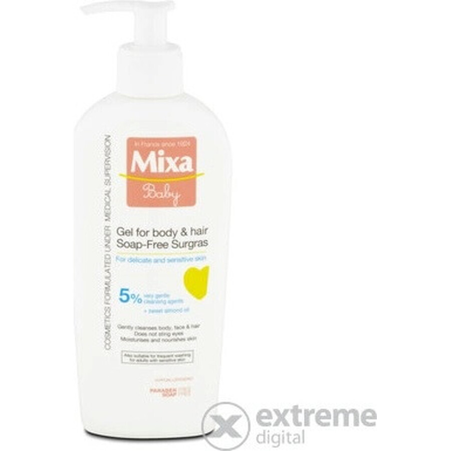 Mixa Baby Surgras Soap-Free Body and Hair Wash Gel 1×250 ml, washing gel for babies