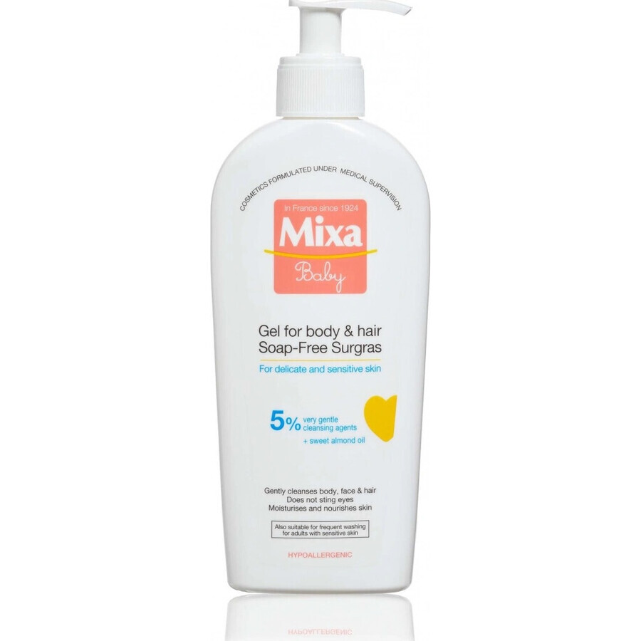 Mixa Baby Surgras Soap-Free Body and Hair Wash Gel 1×250 ml, washing gel for babies