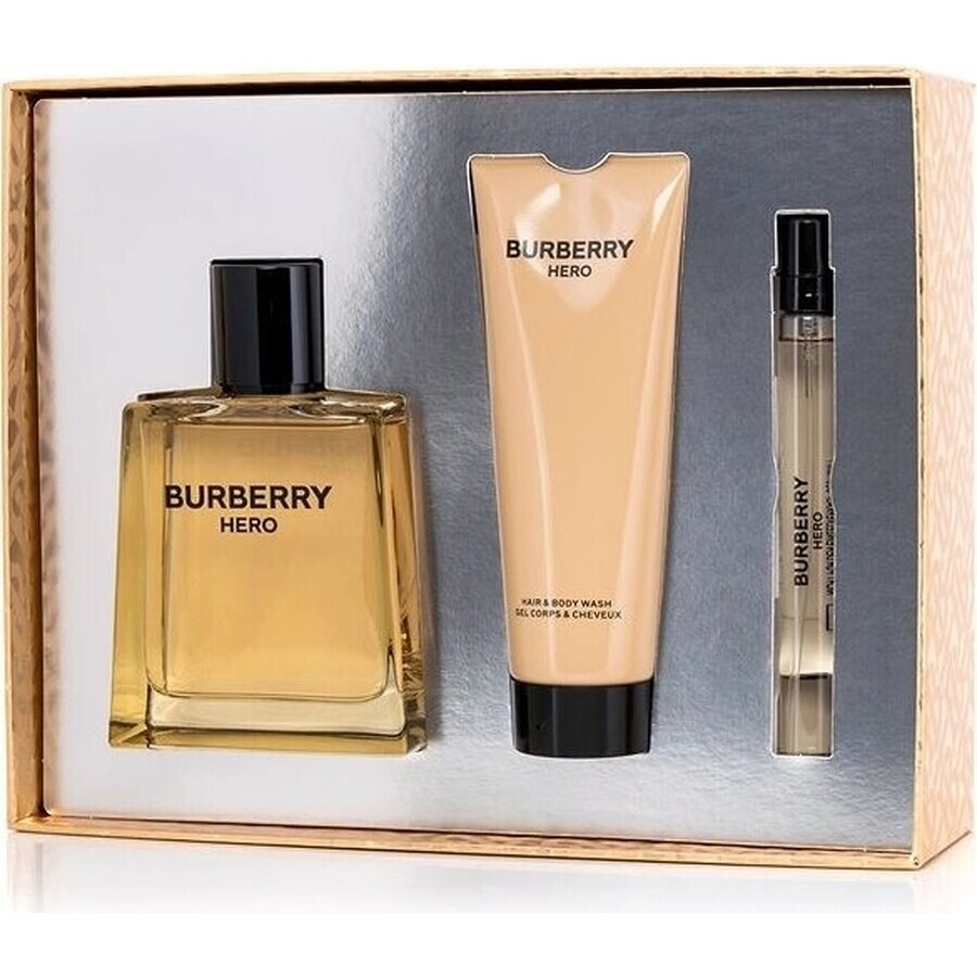 Burberry Hero set 1×1 set, apă de toaletă 100 ml + gel de duș 75 ml + apă de toaletă 10 ml