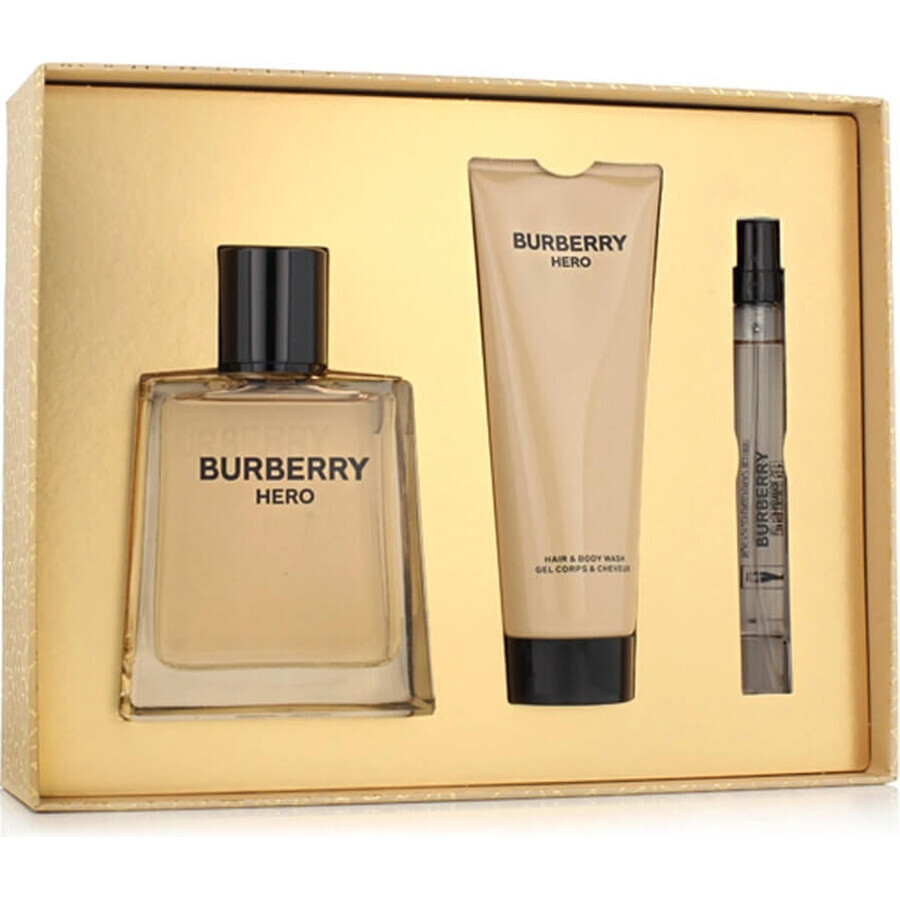 Burberry Hero set 1×1 set, apă de toaletă 100 ml + gel de duș 75 ml + apă de toaletă 10 ml