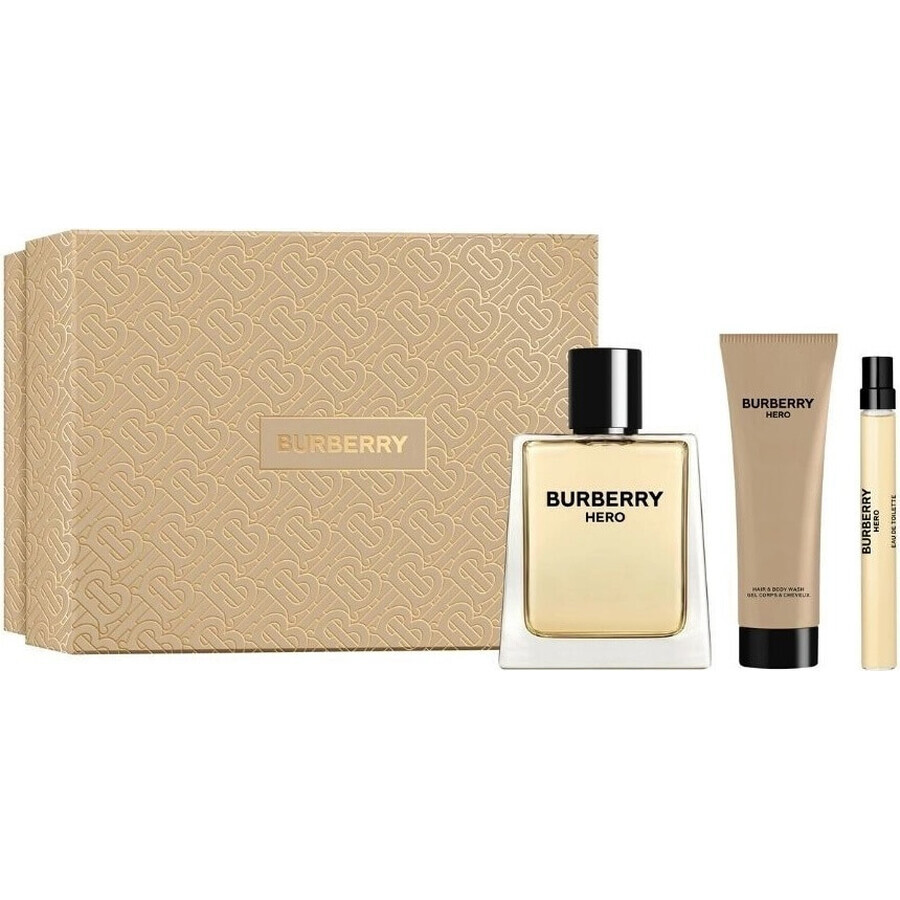 Burberry Hero set 1×1 set, apă de toaletă 100 ml + gel de duș 75 ml + apă de toaletă 10 ml