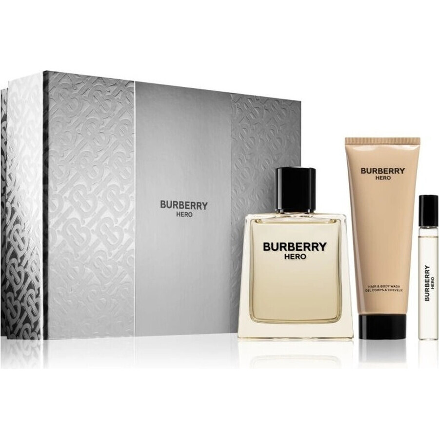 Burberry Hero set 1×1 set, apă de toaletă 100 ml + gel de duș 75 ml + apă de toaletă 10 ml